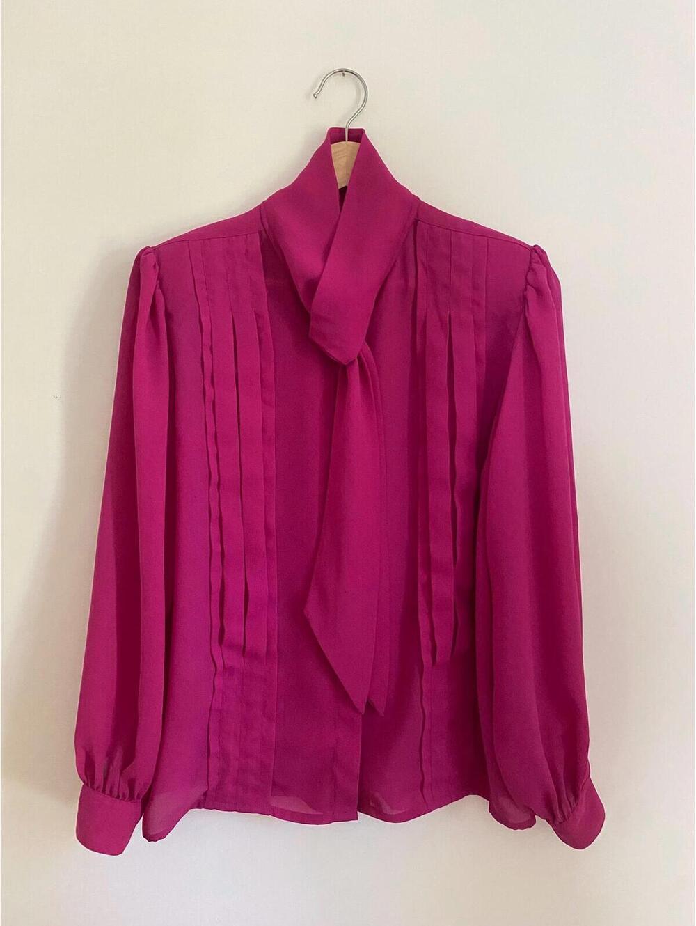 Vintage 1980s Hot Pink Secretary Blouse by Rachael